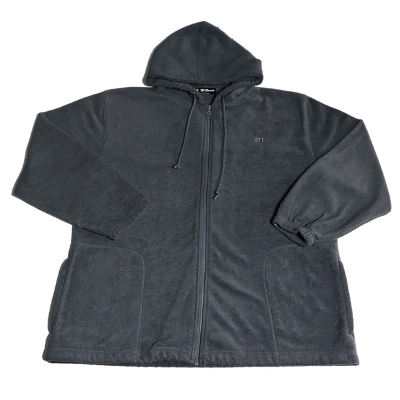 Vintage 90s Wilson Fleece Hoodie Jacket Men’s Large Charcoal Grey - Picture 3 of 11